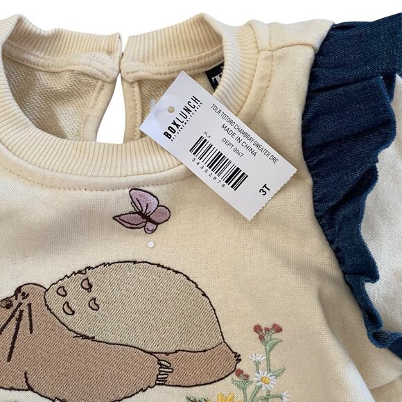 Studio Ghibli My Neighbor Totoro Embroidered Toddler Sweater Dress 3T New - Picture 9 of 9